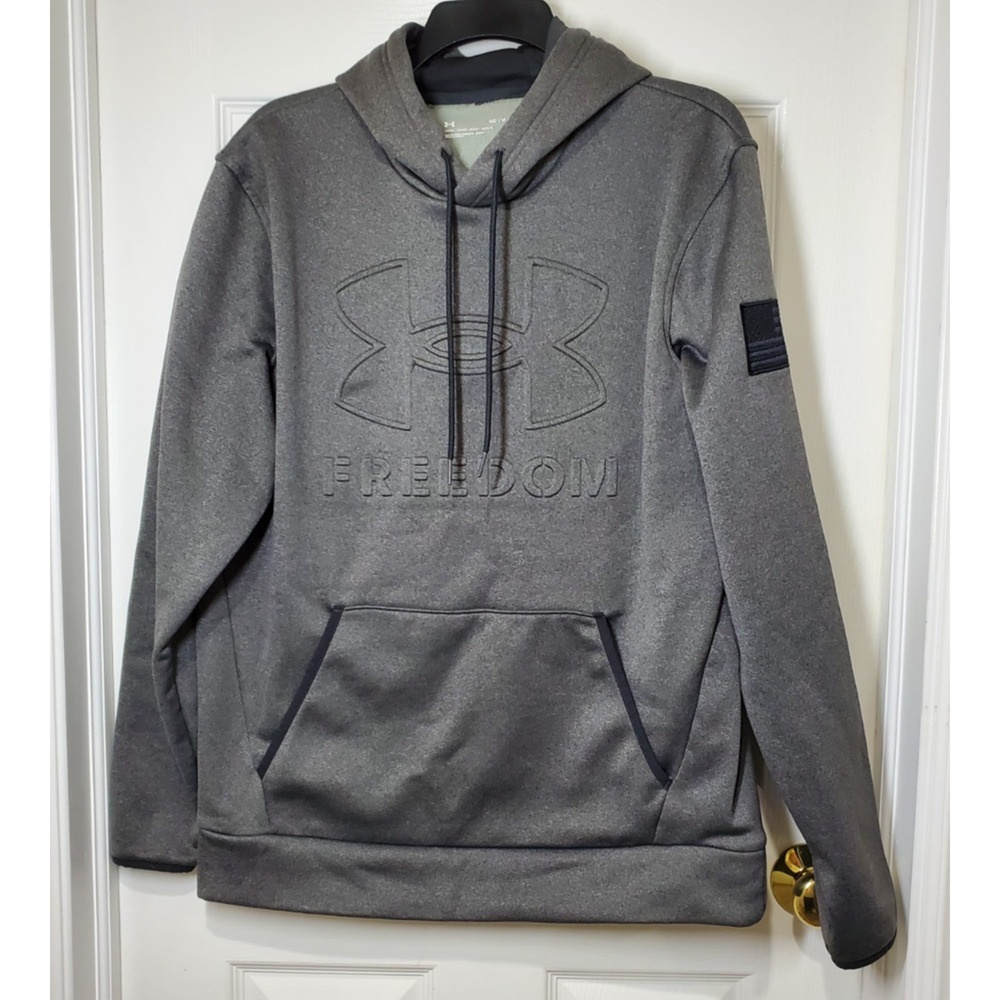 Under Armour Men’s Gray Fleece Hoodie Size M Loose Fit UW Logo Sweatshirt
